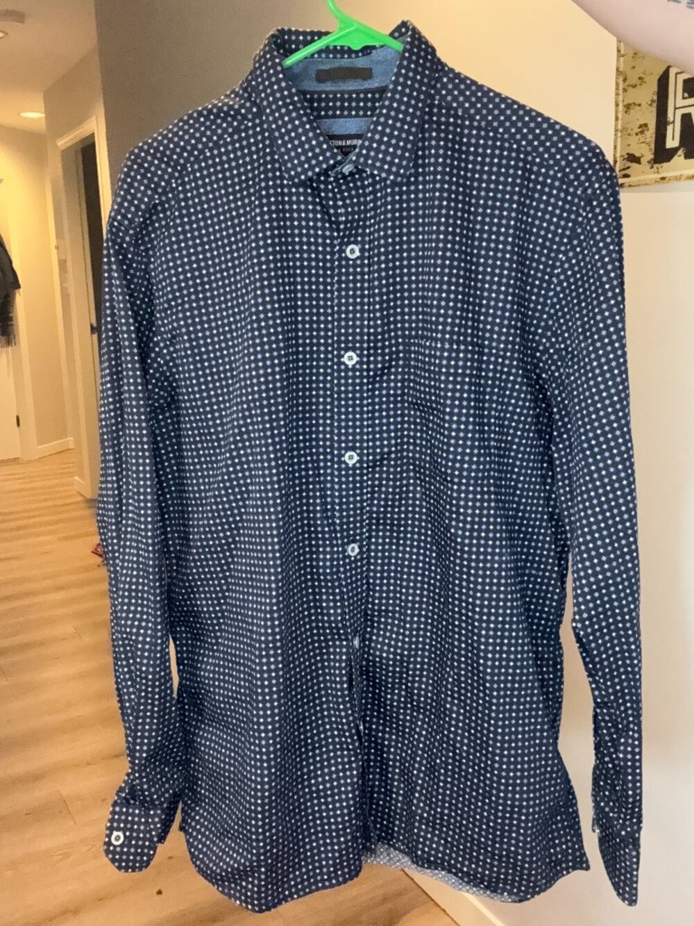 Johnston & Murphy Men's Patterned Button Up Shirt Size Large